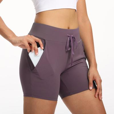 China 2021 Breathable Yoga Shorts Fitness Training Workout Casual Women Gym Fitness Running Short Sports Shorts With Pockets for sale