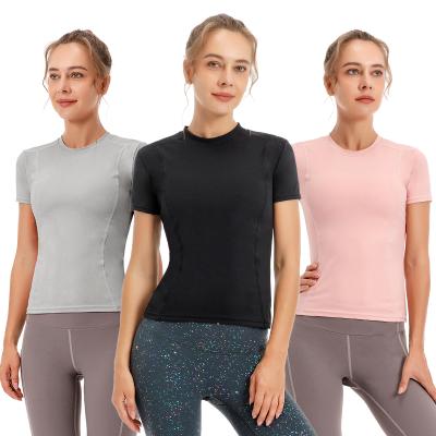 China New Arrival Breathable Solid Color Casual Sports Wear Short Sleeve Shirt Clothing Fitness Yoga Tops Gym T-shirt for sale