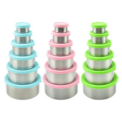 China Leakproof Round 304 Stainless Steel Bento Lunch Box Cool Keeping Food Container With Silicone Lid for sale