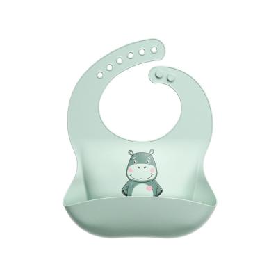 China BPA Free Easily Cleaned Waterproof Silicone Rubber Cartoon Printed Baby Bib for sale