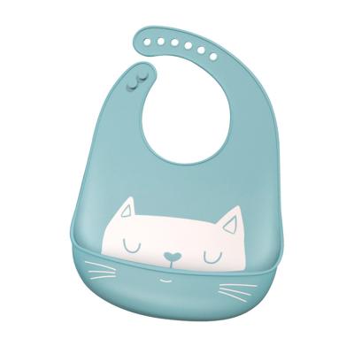 China BPA Free Comfortable Soft Printed Waterproof Silicone Rubber Baby Bib for sale