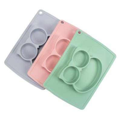 China BPA Free Suction Silicone Rubber Dish BPA Free Divided Feeding Baby Tableware for sale