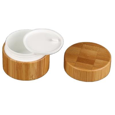 China 100G cosmetic lid 15G 20G 30G 50G 150G 200G with face bamboo plastic jars 250G bamboo cream jar for sale