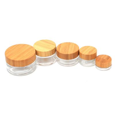 China China Small Cosmetic Face Bamboo Lid Chin Container Wide Mouth Cream Cosmetic Packaging Jar for sale