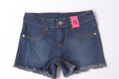 China Polyester Junior Girls Blue Jean Shorts 82% Baumwolle16% beunruhigte Denim-kurze Hosen zu verkaufen