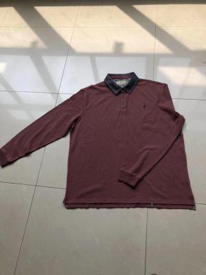 China 100% Cotton Men's Long Sleeves Polo Shirt Burgundy Navy Color Split On Bottom for sale