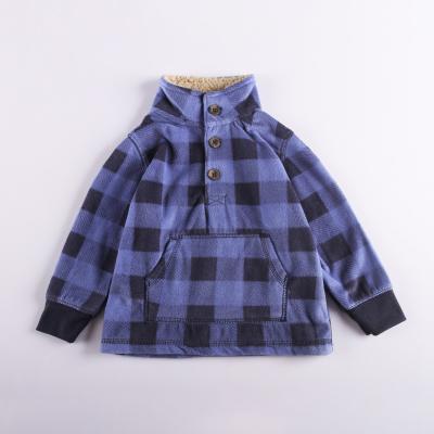 Cina Stockpapa scherza il pullover respirabile comodo del bottone del plaid blu in vendita