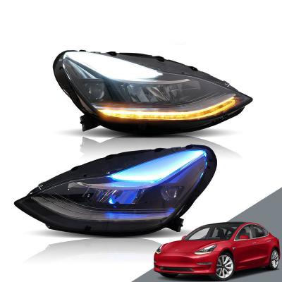 China Full LED Sequential Factory Turn Signal Headlight For Tesla Model 3 2017-UP Car Lamp Turning Sequential Head Light for sale