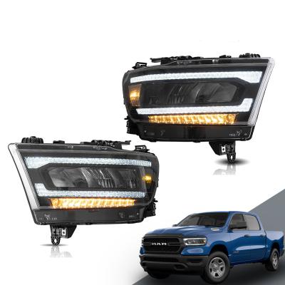 China Full LED 2019 Sequential Turn Signal Headlight Assembly 2020 2021 Black Car Light Sequential Turn Signal 5th Front Head Lamps For Dodge Ram 1500 for sale