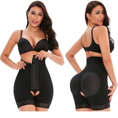 China Most Antibacterial Class Hooks Waist Trainer Tummy Control Panty High Waist Slimming Open Butt Lifter Crotch Body Shaper for sale