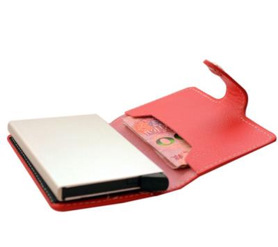 China Customozed High Quality Metal Business Auto Aluminum PU Leather Card Holder for sale