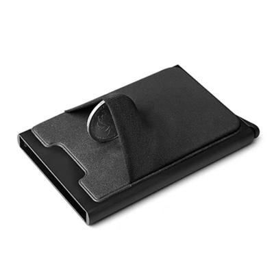 China Customozed High Quality Black And Gray Metal Business Auto Aluminum PU Leather Card Holder for sale