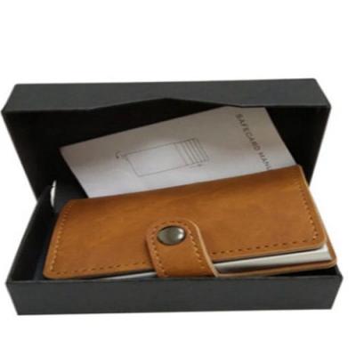 China Customozed 2021 Hot Sale Metal Business RFID Aluminum Alloy High Quality Automatic Leather Card Holder for sale