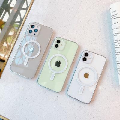 China Shockproof Shockproof Clear Transparent Mobile Phone Back Cover For Iphone 13 13pro 12promax Case Magnet Phone Case for sale