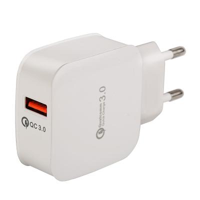 China High Speed ​​USB Wall Charger Adapter 1 Power Charger Adapter Quick Charging QC 3.O EU Left Single Wall Plug For Android Home Chargers for sale