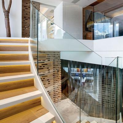 China Modern Aluminum Indoor Outdoor Frameless Glass Railing Stair Railing for sale