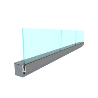 China Modern Side Mounted Glass Balcony Railing Barrier Outdoor U-Channel Terrace Aluminum With Led Light for sale