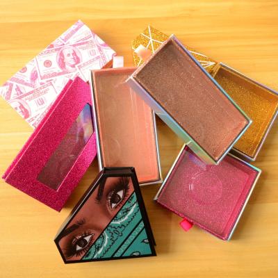 China Luxury Empty Lashesh Box Luxury Custom Eyelashesh Lashesh Box Packaging Glitter Sample Packaging Box Eyelash Mess Packaging Box Diamond Shaped Vendor for sale