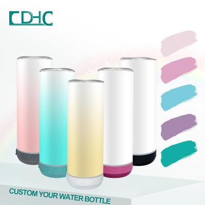 China 500ml Digital Wall Mounted Stainless Steel Music Speaker Sublimation White Empty Skinny Drinks Water Viable Portable Audio Cup Double Tumbler for sale