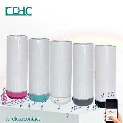 China New Style Stocked Straight Tumbler Cup Smart Water 20 Ounce Sublimation Glass Bottles Wireless Speaker Music Tumbler for sale