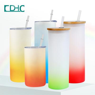 China Hot sale viable color seal lid frosted glass jar and bottle shade or bamboo 16oz 20oz 25oz with straw for sale