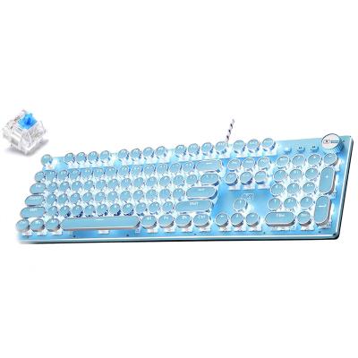 China Retro Normal Blue Ergonomic Metal Switch RGB Backlit Mechanical Typewriter Usb Wired Gaming Keyboard Spaniards for sale