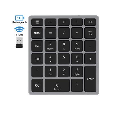 China 2.4GHz Wireless Rechargeable Wireless Number Pad Slim Numeric Keypad with Mini USB Receiver for sale