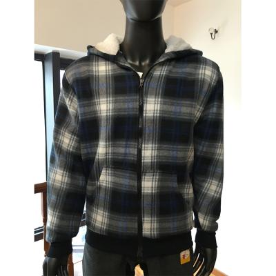 China Fashion Men Winter Grid Plaid Hoodie Fleece Jacket Sustainable Custom Made Sherpa Jacket for sale