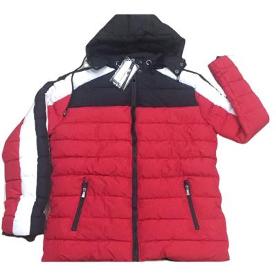 China New Color Regular Stock Men Winter Matching Warm Quilted Padded Jacket With Hood for sale