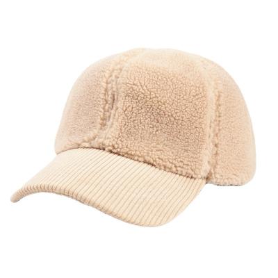 China JOINT Wholesale Customize Popular Fur Outside Lambswool Winter Hat Luxury Baseball Cap for sale