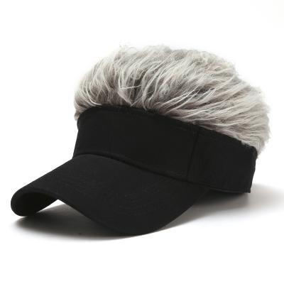 China COMMON Sports Baseball Wig Talent Hair Baseball Cap Sun Visor Fun Halloween Party Hairpiece Hat for sale