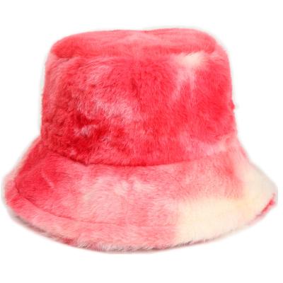 China Casual Tie Dye Quickly Deliver Furry Bucket Hats Winter Wholesale Colorful Bucket Hat for sale