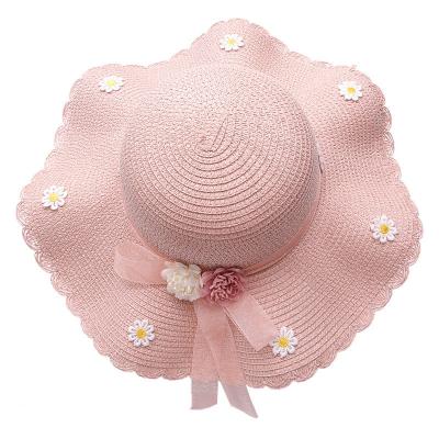 China 2021 new fashion design striped hat summer with small handbag flowers decoration summer hats straw hat for sale