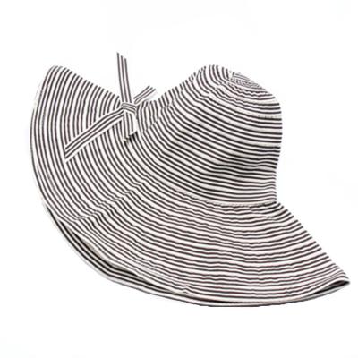 China Wholesale Striped Sunshade Travel Summer Fedora Striped Foldable Sun Visor Hat for sale