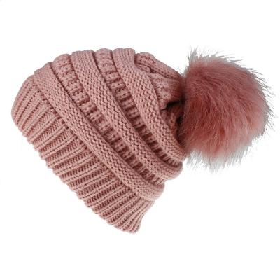 China And American Amazon COMMON European New Design Fur Balls Wool Winter Knitted Hat for sale