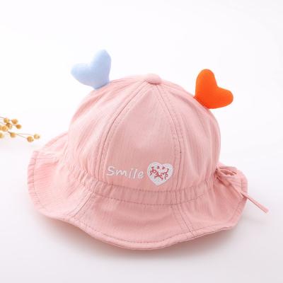 China Wholesale Custom OEM Casual Kids Lovely Heart Baby Summer Hats Sun Protection Baby Bucket Hat for sale