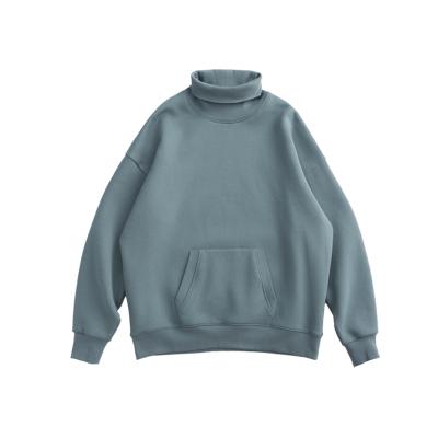 China Anti-pilling 2020 high quality empty pullover fleece sweatshirts plain heavy cotton 350gsm turtle neck sweatshirt for sale