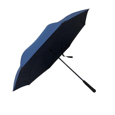 China New Minimalist Design Inverted Double Layer Custom Reverse Umbrella With Frosted Handle for sale