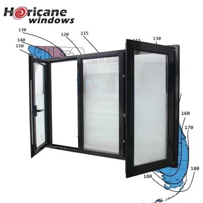 China Folding Aluminum Screen Window Glass Windows Hurricane Impact Windows for sale