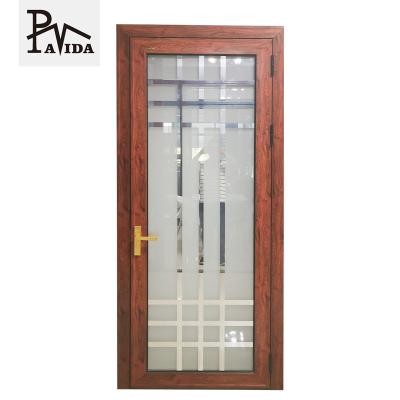 China Modern Powder Coated Rosewood Color Bathroom Doors Aluminum Casement Door for sale