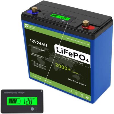 China Rechargeable Toys Good Quality Lifepo4 Lithium Battery 12V 24Ah With Display for sale