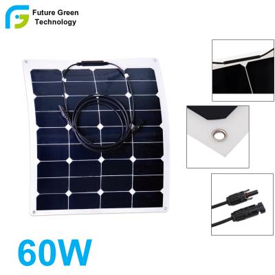 China Camping Boat RV Marine Flexible Solar Panel Mono Renewable Energy Waterproof 60W With Low Price for sale