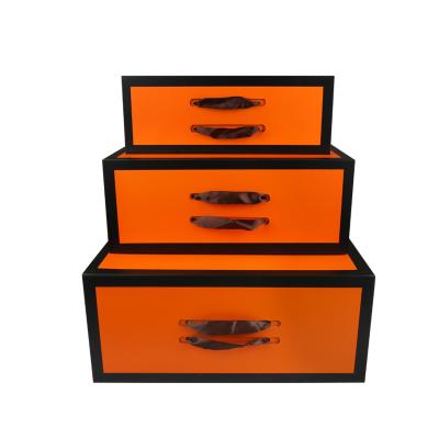 China High Quality Recyclable Stock Rigid Super Hard Box For Shoes Luxury Orange Folding Shoe Box Made In China for sale