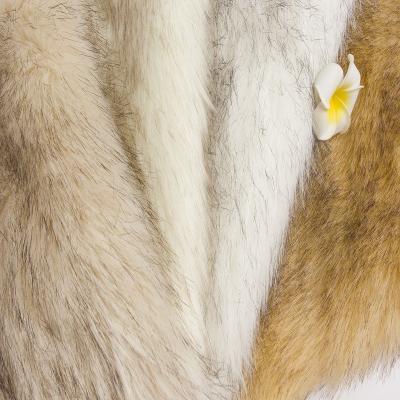 China Auto Luxury Two Tone Fox Emulational Long Pile Upholstery Pile Faux Fur Fabric Dobby Fox Shag Emulational Sliver Luxury For Collar for sale