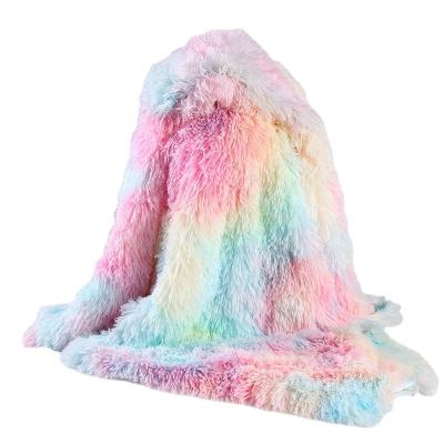 China High Quality Shrink-Resistant Faux Rabbit Fur Fabric Hot Sale Amazon Hit Textile Toys Long Pile Tie Dyeing PV Plush 100% Polyester Fabric for sale