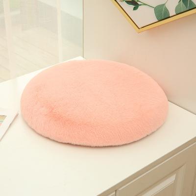 China Super Soft Wearable Decorative Round Cushions And Single Fluffy Faux Rabbit Fur Floor Protector Pillows for sale