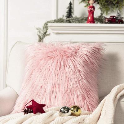 China Anti-Static Faux Fur Pillow Cover Decorative Fluffy Tile Fuzzy Pillow Case Cushion Cover Mongolian Luxury for Bedroom and Couch for sale