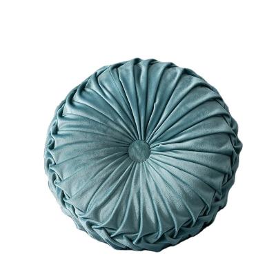 China Amazon Hottest Selling European Pure Color Anti-Static Round Wheel Pumpkin Cushion Pillow Handmade Pleated Case For Sofa Car Home Decor for sale