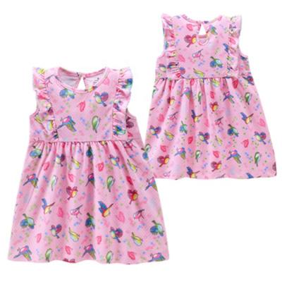 China Wholesale Price New Cotton Breathable Girls Sleeve Nightgown Baby Summer Casual Flying Dress for sale