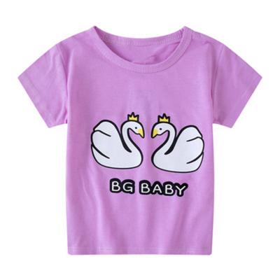 China Wholesale Breathable Boy Round Neck Cartoon Print T-shirt Summer Cotton Newborn Baby 100% Short Sleeve For Girls for sale